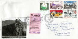Lettre Andorre Adressée Luxembourg,durant Lockdown COVID19,avec Prévention Sticker Local CORONAVIRUS,return To Sender - Cartas & Documentos