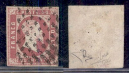 Antichi Stati Italiani - Sardegna - 1851 - 40 Cent Rosa Carminio Vivo (3a) - Usato - Cert Diena (12500) - Non Classés