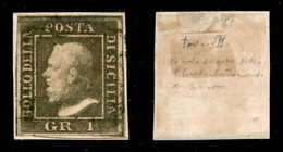 Antichi Stati Italiani - Sicilia - 1859 - 1 Grano (5a - Verde Oliva) Usato Su Frammento (600) - Andere & Zonder Classificatie