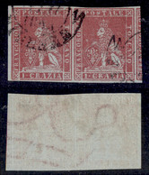 Antichi Stati Italiani - Toscana - 1851 - 1 Crazia (4b - Carta Azzurra) - Coppia Orizzontale Bordo Foglio A Sinistra Con - Other & Unclassified