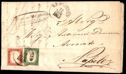 Regno - Vittorio Emanuele II - 40 Cent (3) In Uso Misto Con 5 Cent (13Ea - Sardegna) Su Piego Da Barletta A Napoli Del 1 - Other & Unclassified