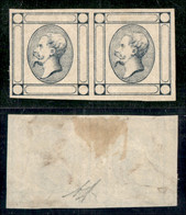 Regno - Vittorio Emanuele II - 1863 - 15 Cent Litografico (V Tipo - Bolaffi 7n Varietà) - Grigio Verdastro In Coppia - N - Andere & Zonder Classificatie