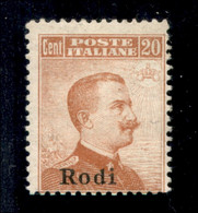 Colonie - Rodi - 1917 - 20 Cent Michetti (10) - Gomma Integra - Other & Unclassified