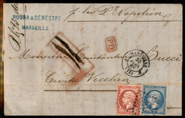 Europa - Francia - P. Les P. Napoleon - 80 Cent (23) + 20 Cent (21) Su Lettera Da Marsiglia A Civitavecchia Del 30.6.66 - Autres & Non Classés