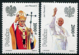POLAND 1991 Papal Visit MNH / **.  Michel 3334-35 - Unused Stamps