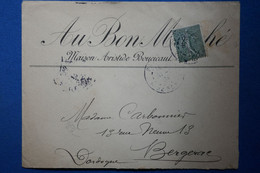 Y16 FRANCE  LETTRE  1904 PARIS BON MARCHE   POUR BERGERAC  +  SEMEUSE LIGNEE 15C ++ AFFRANCH.INTERESSANT - 1903-60 Sower - Ligned