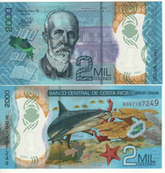 COSTA RICA   New 2'000  Colones   POLIMER . New Date 14.9.2018    Mauro Fernández Acuña, + Shark At Back  UNC - Costa Rica