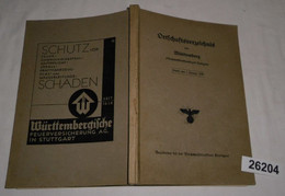 Ortschaftsverzeichnis Von Württemberg (Stand Vom 1. Januar 1938) - Unclassified