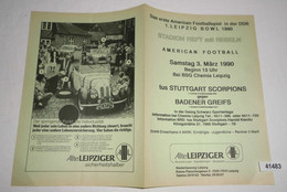 Programm 1. Leipzig BOWL 1990 American Football - Stadion Heft Mit Regeln -  Tus Stuttgart Scorpions - Badener Greifs - Sports