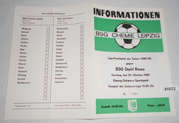 Informationen Nr. 1361 Liga-Punktspiel Der Saison 1989/90 BSG Chemie Leipzig Gegen BSG Stahl Riesa - Sports