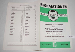 Informationen Nr. 2406 Liga-Punktspiel Der Saison 1989/90 BSG Chemie Leipzig Gegen BSG Chemie IW Ilmenau - Sports