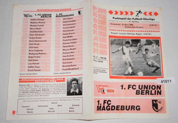 Programm Punktspiel Der Fußball - Oberliga 21. Spieltag 1988 1. FC Union Berlin - 1. FC Magdeburg - Sport