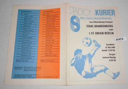 Stadion Kurier Programm Fußball-Oberliga Punktspiel 1988  Stahl Brandenburg - 1. FC Union Berlin - Sports