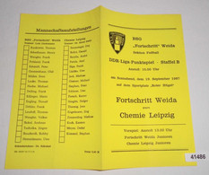 Programm Fußball  Fortschritt Weida - Chemie Leipzig, 19. September 1987 - Sport