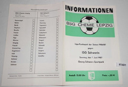 Informationen Liga-Punktspiel Der Saison 1986/87 BSG Chemie Leipzig Gegen ISG Schwerin - Sport