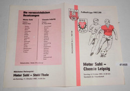 Fußball Programm Nr. 5 1987/88 Motor Suhl - Chemie Leipzig, 04. Oktober 1987 - Sports