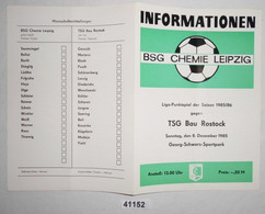 Fußball Programm Informationen BSG Chemie Leipzig - TSG Bau Rostock, 08. Dezember 1985 - Sport