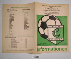 Fußball Programm Informationen BSG Chemie Leipzig - FC Hansa Rostock, 10. September 1983 - Sport