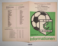 Fußball Programm Informationen BSG Chemie Leipzig - 1. FC Magdeburg, 10. Dezember 1983 - Sport