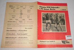 Programm Punktspiel, Liga Staffel B 1981  Chemie PCK Schwedt - 1. FC Union Berlin - Sports