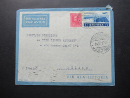 Italien Kolonie Eritrea Luftpost Posta Aerea / Air Mail Via Ala Littoria 1939 Abeba Nach Milano - Erythrée