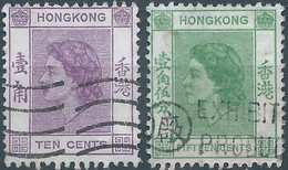 Great Britain-ENGLAND,Hong Kong,1954 Queen Elizabeth II, 10C & 15C Oblitérée - Gebraucht