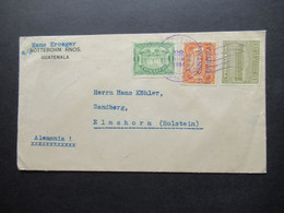 Guatemala 1934 Brief Nach Elmshorn 6 Marken Davon 2x Blauer Aufdruck 1928 Umschlag Nottebohm Hnos - Guatemala