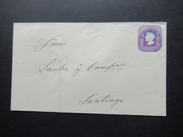 Chile 1896 Ganzsachen Umschlag Mit Blauerm Stempel Temuco Nach Santiago Und Ank. Stempel - Chile