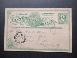 Costa Rica 1893 UPU Tarjeta Postal Ganzsache San Jose - Halberstadt Mit Stempel NY Foreign Transit - Costa Rica