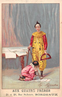 Image  16.5 X 11  Cm   Clown Géomètre. Compas, Rapporteur .  Publicité  Aux Quatre Frères 33 Bordeaux (voir Scan) - Autres & Non Classés