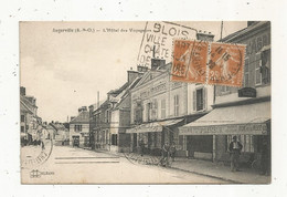 Cp , 91 , ANGERVILLE ,l'HÔTEL DES VOYAGEURS ,voyagée 1938 - Angerville