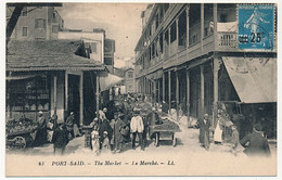 CPA - EGYPTE - PORT-SAÏD - Le Marché - Depuis Port Saïd 1927 Griffe "Paquebot" - Port Said
