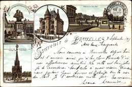 Lithographie Bruxelles Brüssel, Porte De Hal, Palais Du Roi, Statues, Monument, Parc De Laeken - Brussels (City)