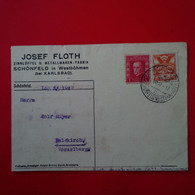 LETTRE KARLSBAD JOSEF FLOTH ZINNLOFFEL METALLWAREN FABRIK POUR VORARLBERG - Storia Postale