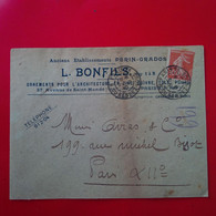 LETTRE PUB PERIN GRADOS L.BONFILS ORNEMENT ARCHITECTURE PARIS - Cartas & Documentos