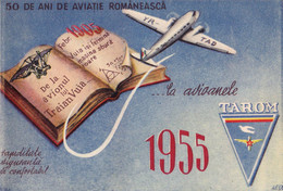 AVIATION CIVILE - PUBLICITÉ Sur CARTE DE VOEUX / ADVERTISING On GREETING CARD - TAROM / ROUMANIE / ROMANIA - 1955 (ah870 - 1946-....: Modern Tijdperk