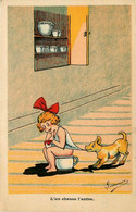 Enfant Fillette , Chien Et Pot De Chambre * Bedroom Bridge * CPA Illustrateur SIMONNE * Dog Child Confiture - Autres & Non Classés