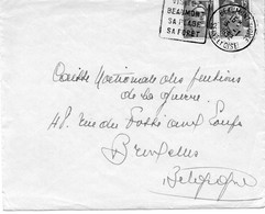 LETTRE AFFRANCHIE N° 886 X 2 -OBLITERATION DAGUIN-VISITEZ BEAUMONT SA PLAGE SA FORET -SEINE ET OISE -ANNEE 1952 - Maschinenstempel (Sonstige)