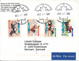 Canada Cover Sent To Denmark 31-12-2001 Topic Stamps Horses Sport - Brieven En Documenten