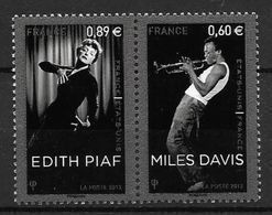 France 2012 N° 4671/4672 Neufs En Paire Edith Piaf Et Miles Davis à La Faciale - Unused Stamps