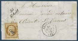 France Fragment Lettre Napoléon N°9 2e (choix) Obl Pc 2987 + Cursive De St Août (indice 17) Pour Ardentes St Vincent - 1852 Luigi-Napoleone