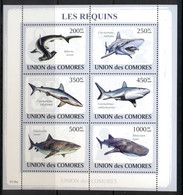 Comoro Is 2009 Marine Life, Sharks MS MUH - Comores (1975-...)