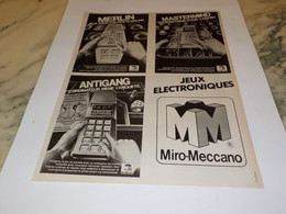 ANCIENNE  PUBLICITE JEUX ELECTRONIQUES MIRO MECCANO  1981 - Altri & Non Classificati