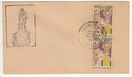 Pair, French India FDC Cover 1953, Premier Jour / Day, Centenery Militaria, Defence,  Medal, Medaille, Medellion - Lettres & Documents