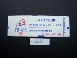 2376-C12 CONF. 9 CARNET 10 JUILLET 1789 DATE DU 15.6.89 FERME 10 TIMBRES LIBERTE DE GANDON 2,20 ROUGE (BOITE B) - Modernes : 1959-...