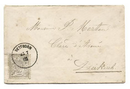 N°42 - 10 Centime Gris Obl. Sc De BETTBORN sur Enveloppe Du 25-7-1881 Vers Diekirch.  Oblitération RRR - W1244 - 1859-1880 Coat Of Arms