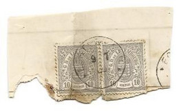 N°30- 10 Centime Gris En Paire Obl. Sc De ECHTERNACH sur Fragment Du 9-7-1880   - W1246 - 1859-1880 Wappen & Heraldik