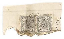N°30- 10 Centime Gris En Paire Obl. Sc De ECHTERNACH sur Fragment Du 9-7-1880   - W1246 - 1859-1880 Coat Of Arms