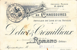(28)    Carte Commerciale Manufacture De Chaussures Deliot Et Crémillieux ROMANS - Romans Sur Isere