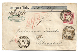 BRS001 / DEUTSCHES REICH - Wertbrief Mit Kleinem Und Grossem Brustschild 1873, Landsberg Nach  Schwiebus (Mi.Nr. 6 + 19 - Storia Postale